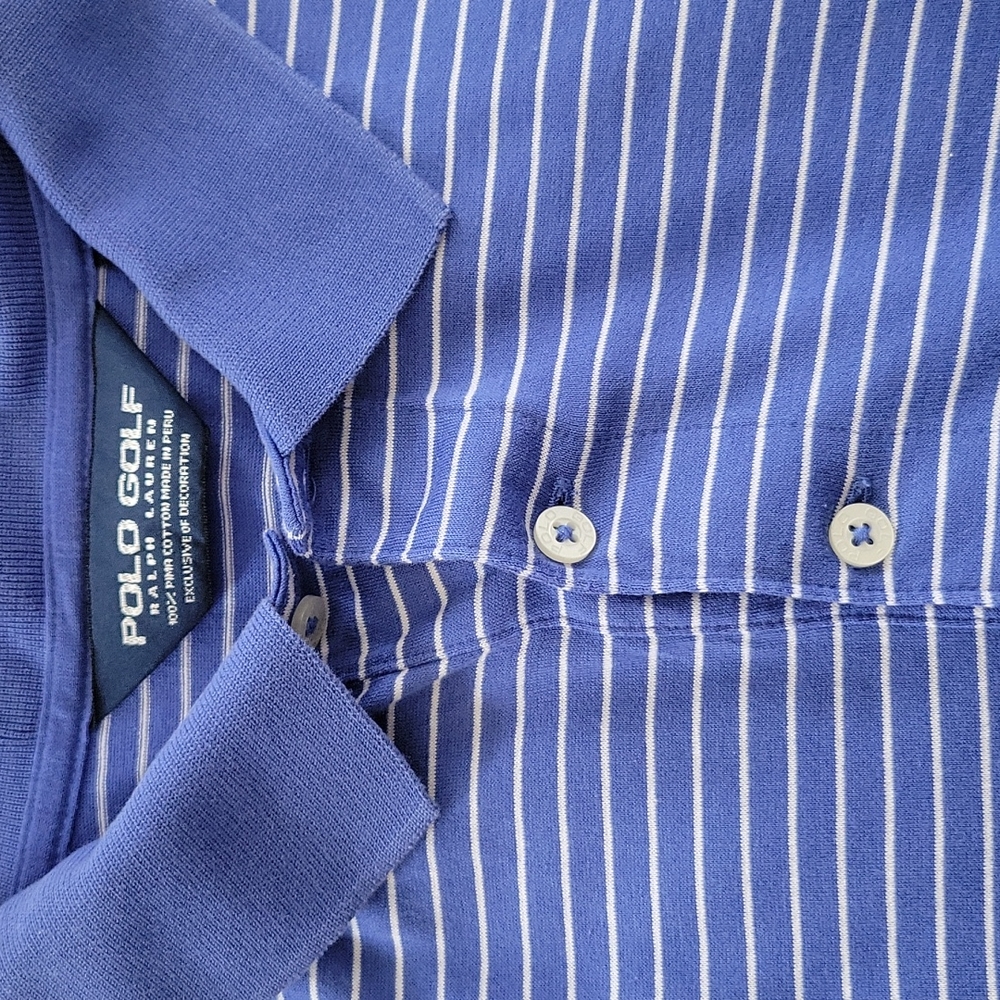 Men's Ralph Lauren Polo Golf Polo Blue White Large - Picture 3 of 6